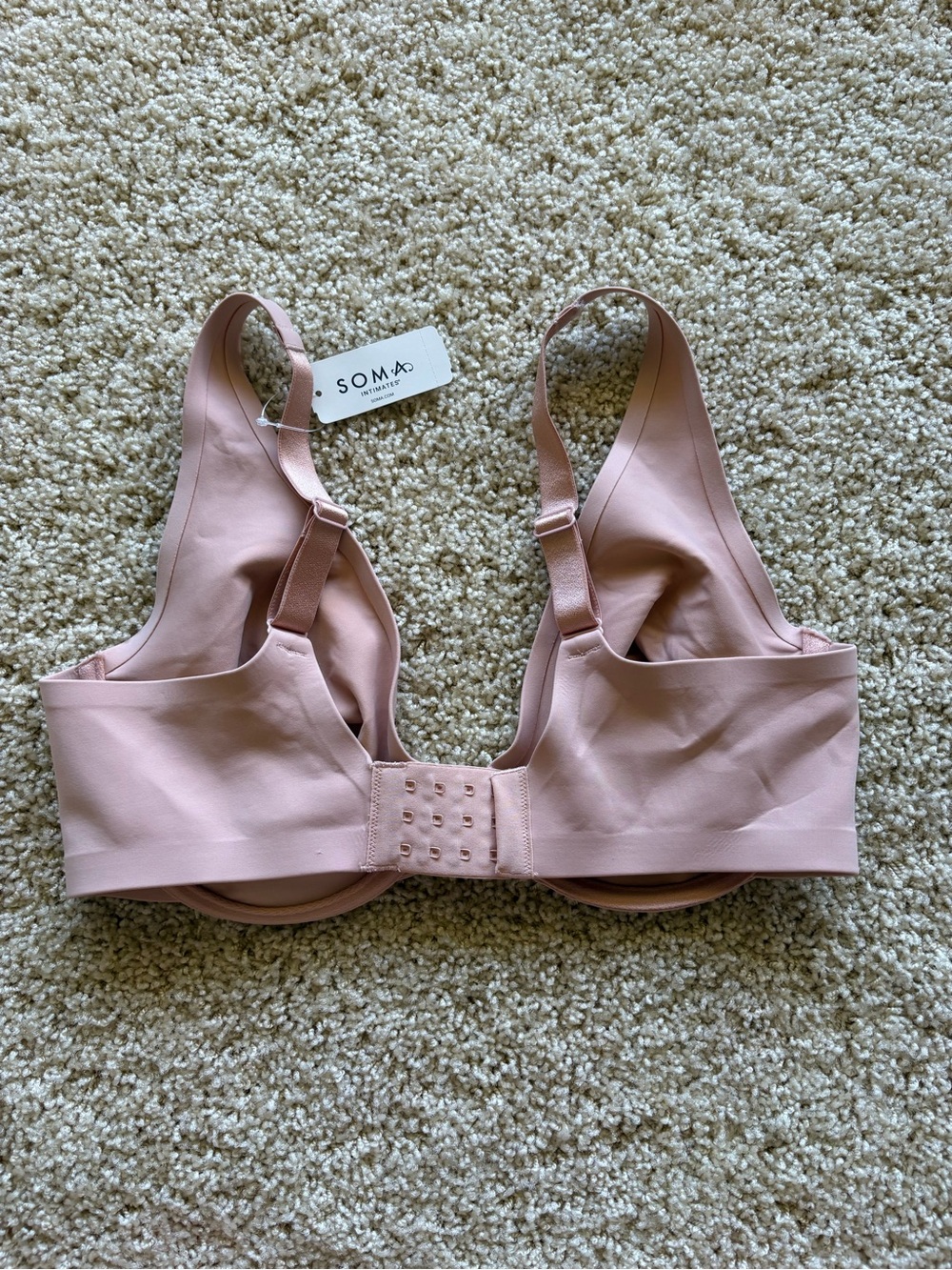 NWT Soma Essentials Unlined Plunge Bra Hush Beige 34DD - Picture 3 of 5